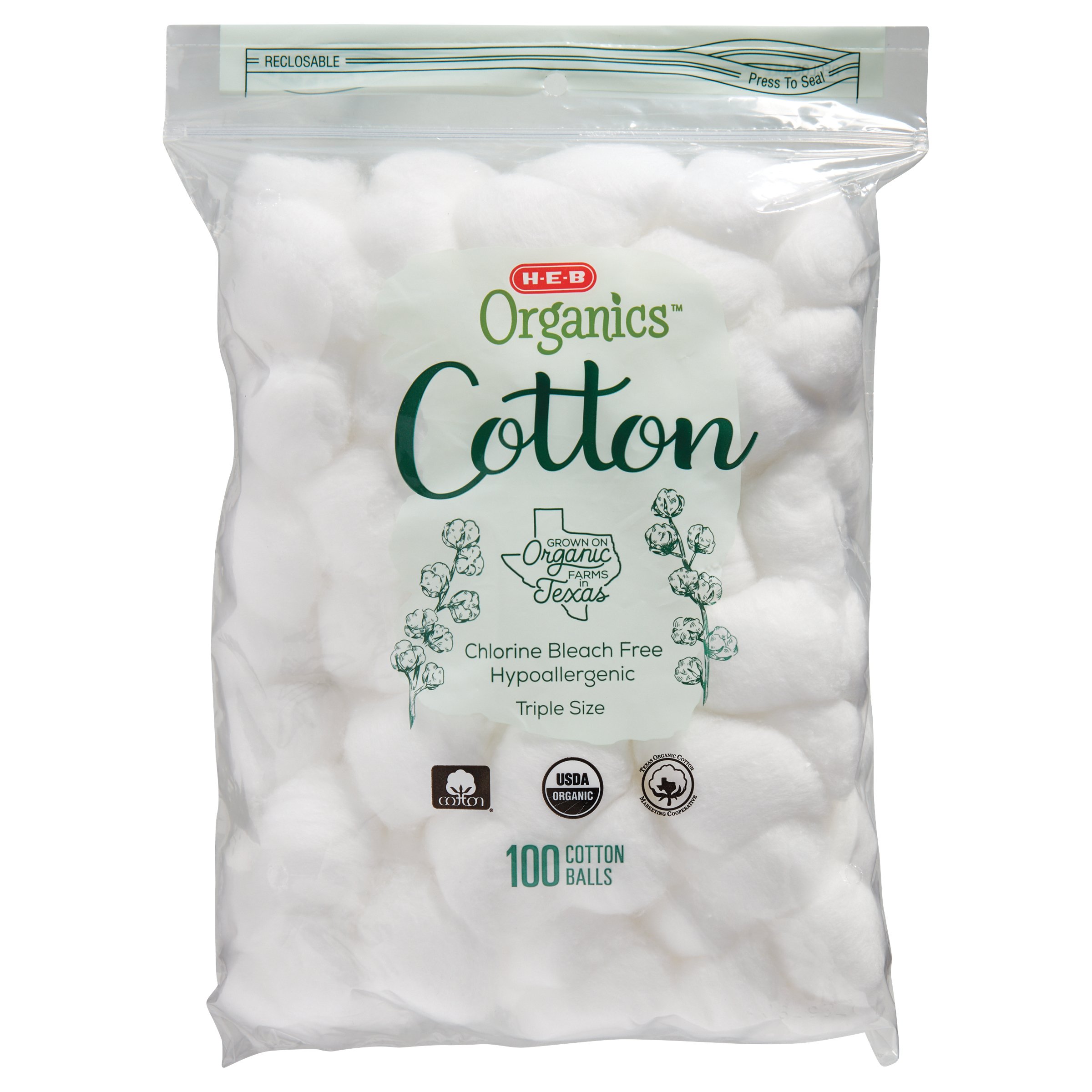 HEB Organics Cotton Balls Shop Cotton Balls & Swabs at HEB