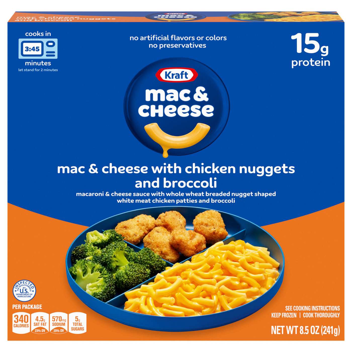 Kraft Macaroni & Cheese with Breaded Chicken Nuggets & Broccoli Dinner; image 1 of 8