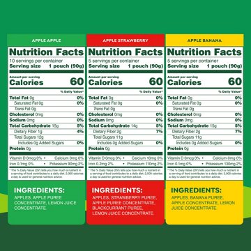 GoGo squeeZ No Sugar Added Banana Strawberry Applesauce Variety Pouches, 20 ct