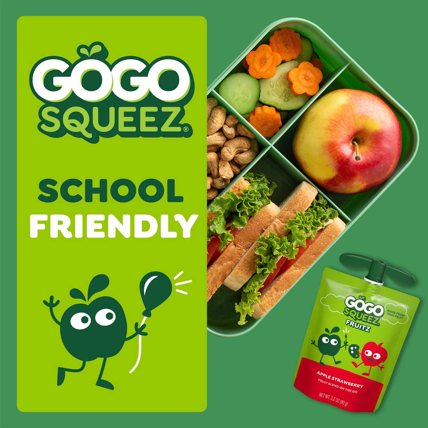 GoGo squeeZ No Sugar Added Banana Strawberry Applesauce Variety Pouches; image 5 of 9