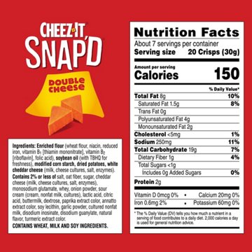 Cheez-It Snap'd Double Cheese Cracker Chips, 7.5 oz