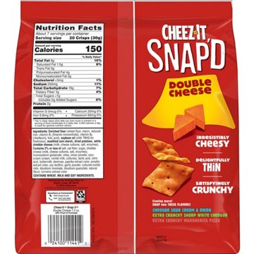 Cheez-It Snap'd Double Cheese Cracker Chips, 7.5 oz