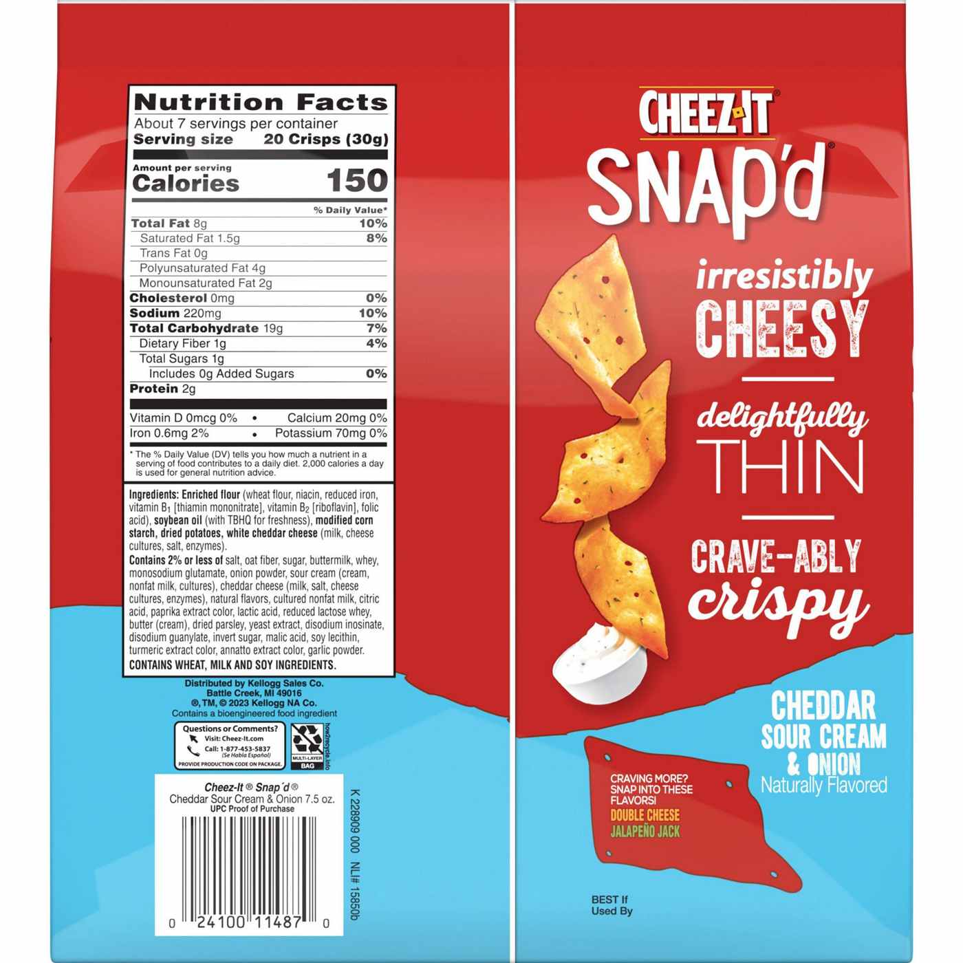 Cheez-It Snap'd Cheddar Sour Cream and Onion Cheese Cracker Chips; image 2 of 5