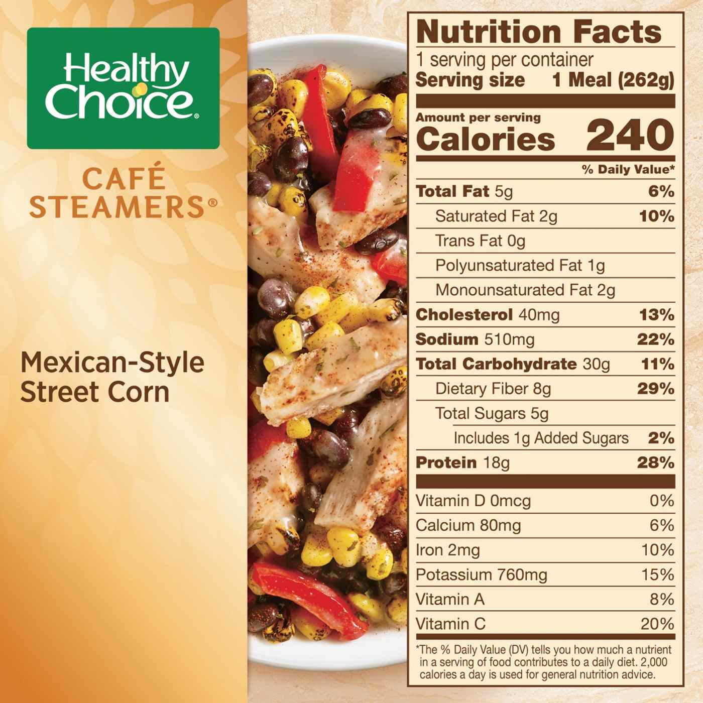 Healthy Choice Café Steamers Mexican-Style Street Corn & Chicken Frozen Meal; image 5 of 7