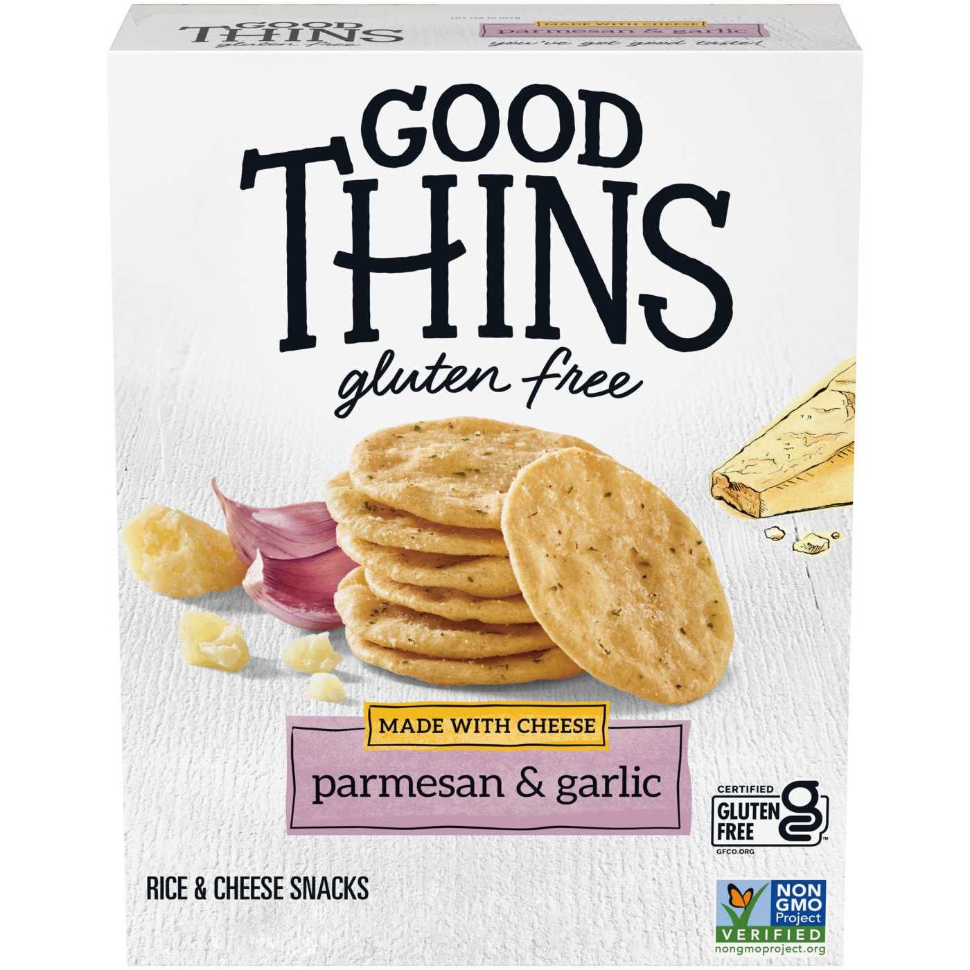 Good Thins Parmesan & Garlic Rice & Cheese Snacks Gluten Free Crackers; image 1 of 10