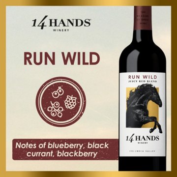 14 Hands Run Wild Vineyard Select Washington Red Wine, 750 mL