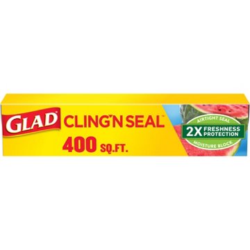 Glad Cling'N Seal Plastic Food Wrap, 400 sq ft