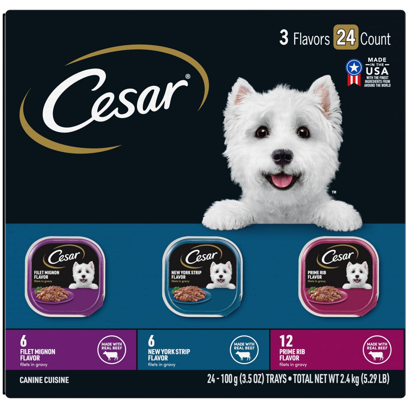 Cesar Grilled Steak Filets In Gravy Wet Dog Food Variety Pack; image 1 of 3