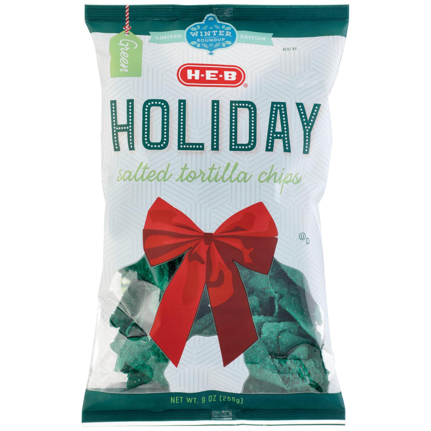 H-E-B Holiday Salted Tortilla Chips - Red or Green; image 1 of 2