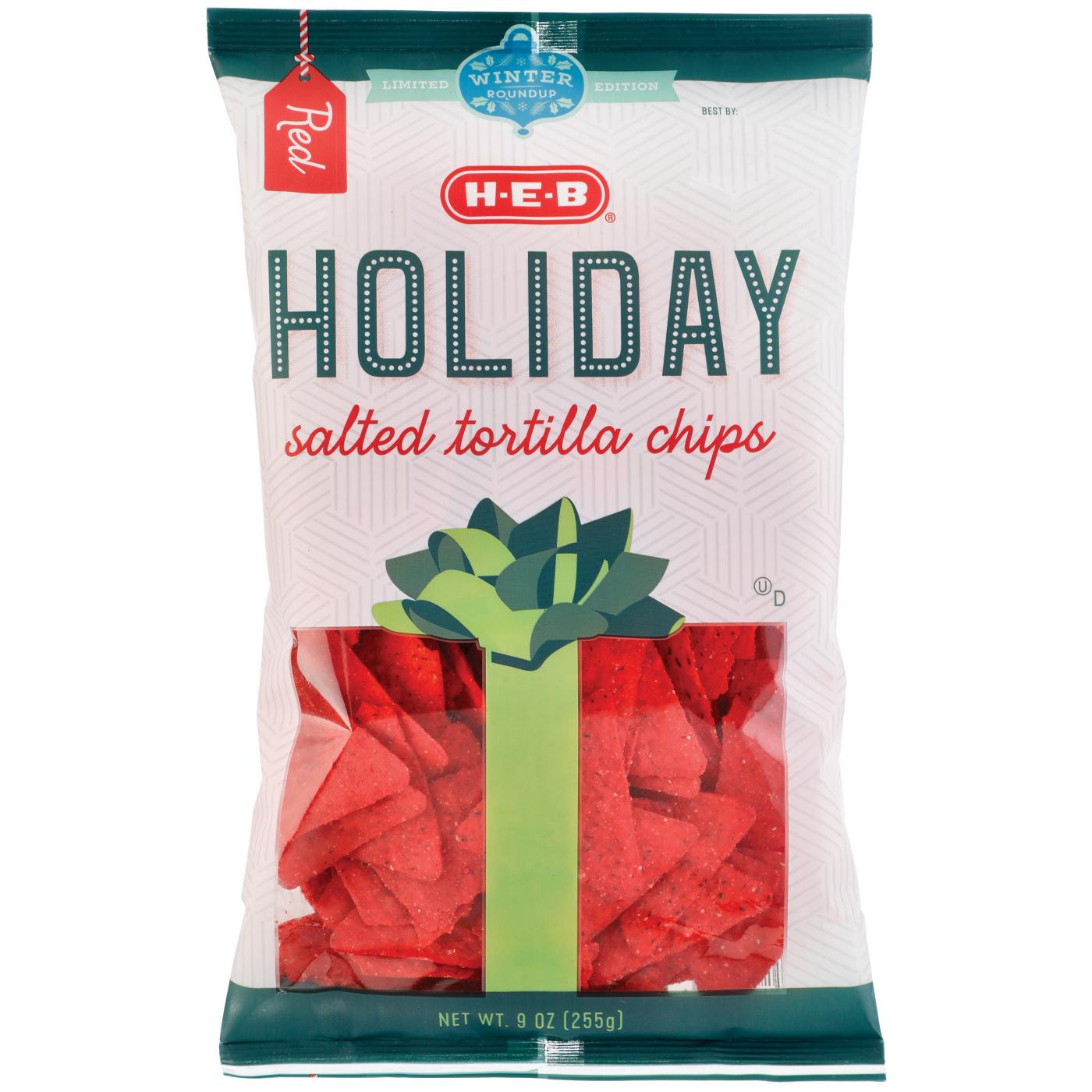 H-E-B Holiday Salted Tortilla Chips - Red or Green; image 2 of 2