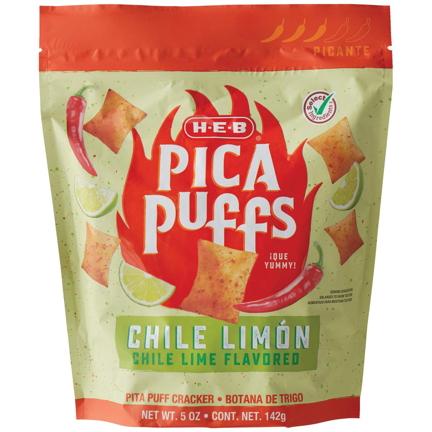 H-E-B Pica Puffs Chile Limón Pita Puff Crackers; image 1 of 2