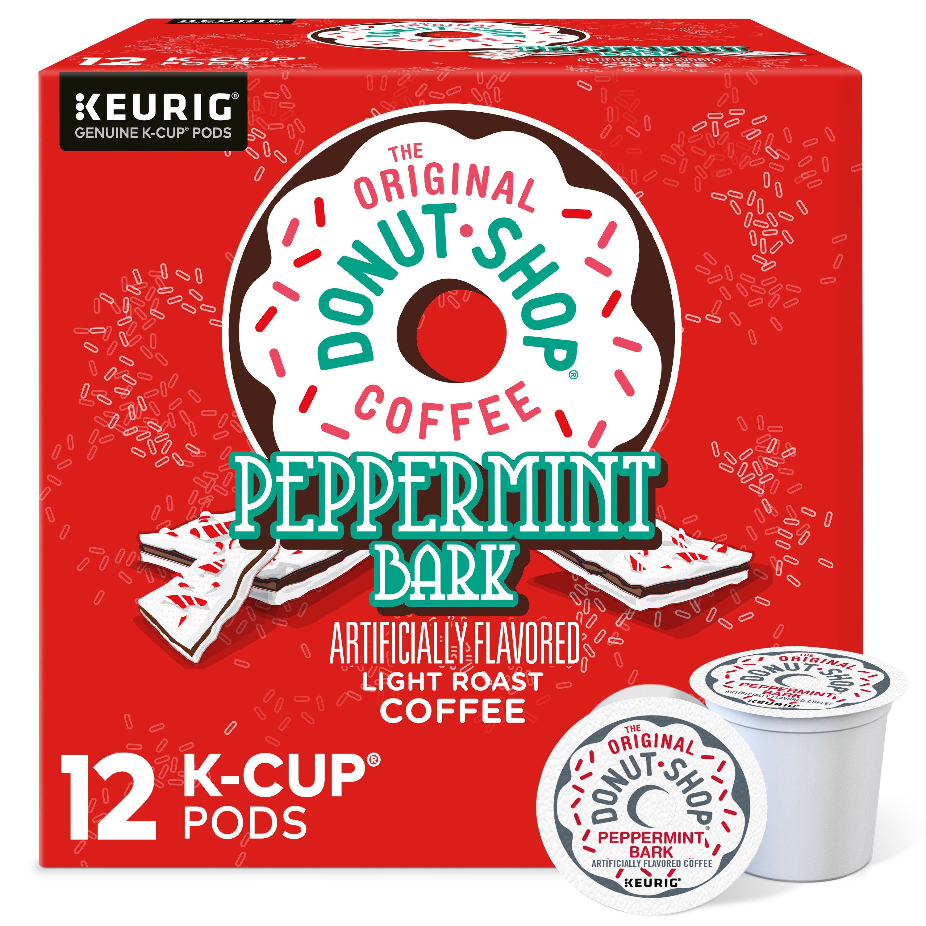Donut Shop Light Roast Peppermint Bark Coffee Single Serve KCups