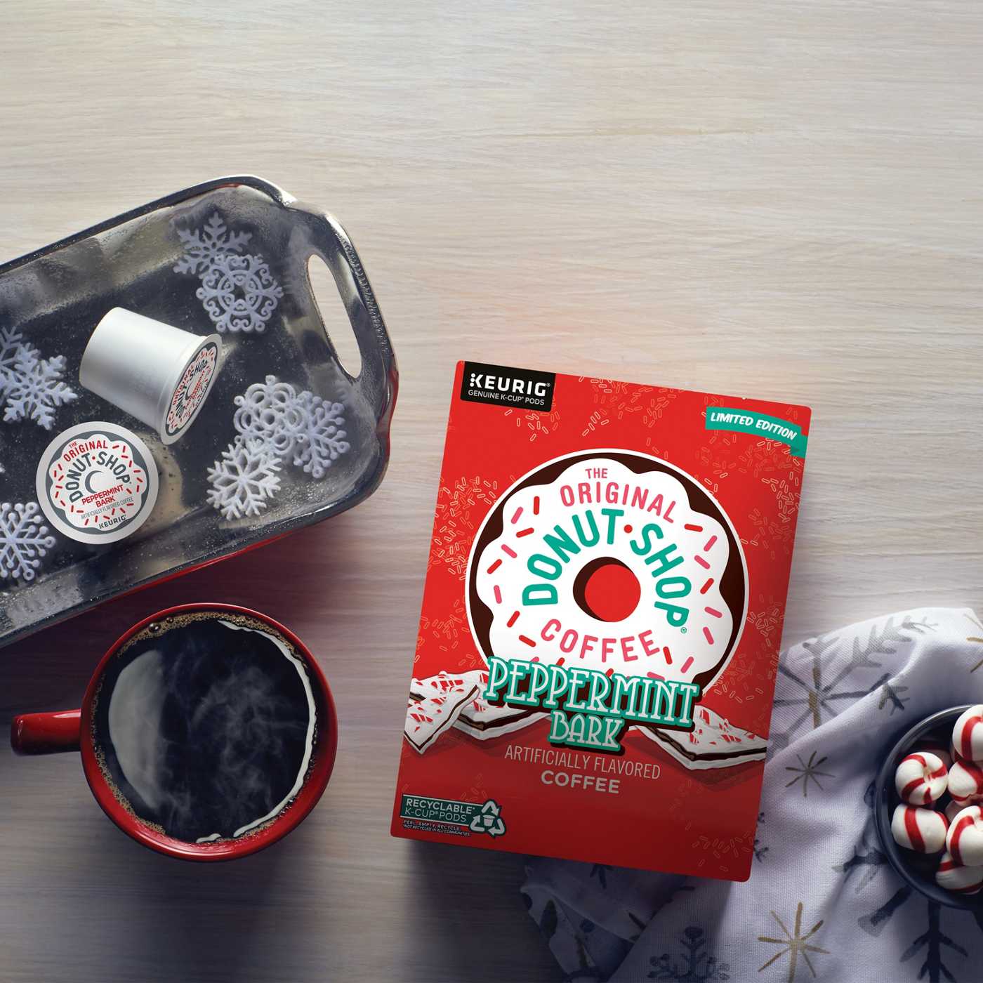 Donut Shop Light Roast Peppermint Bark Coffee Single Serve K Cups