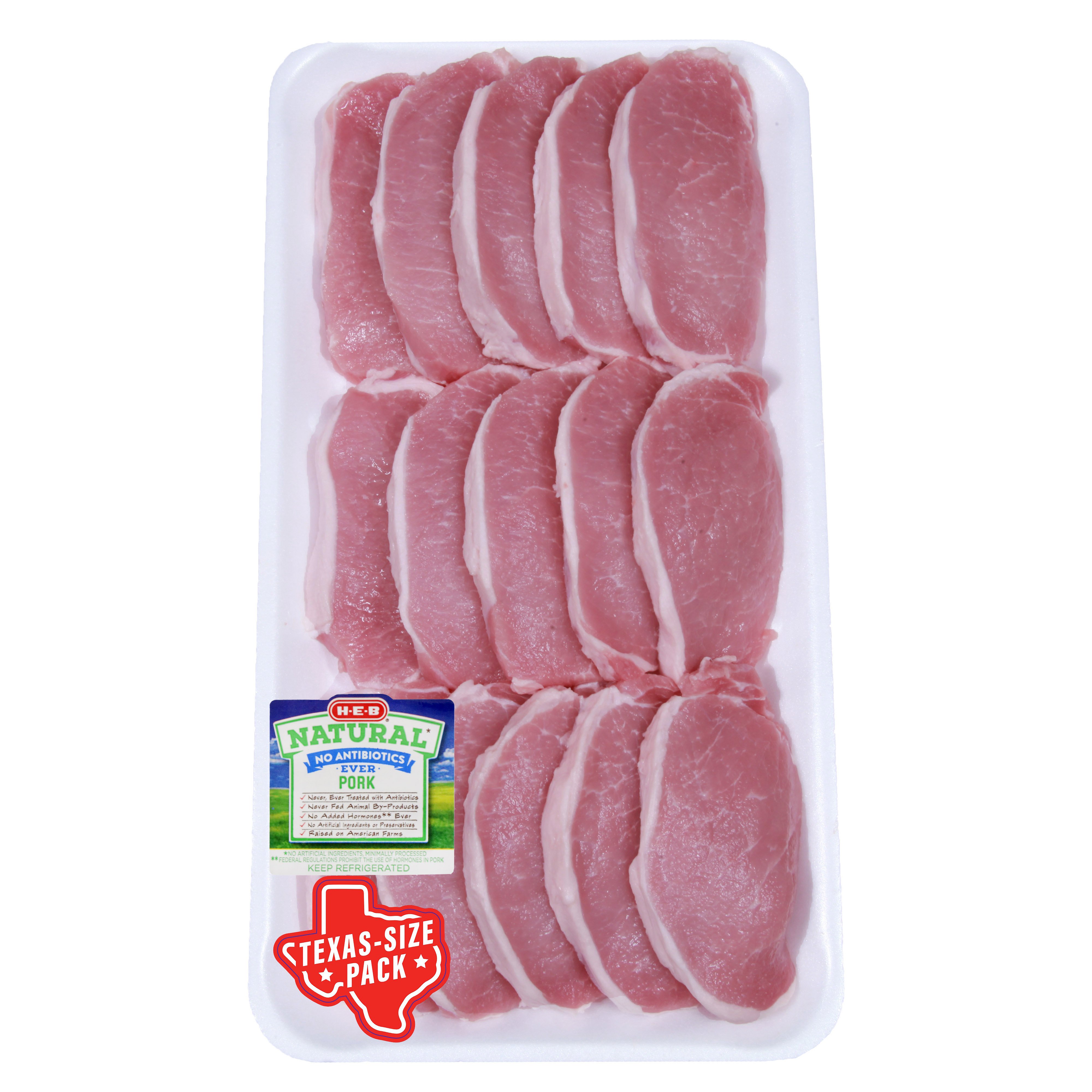 HEB Natural Boneless Center Loin Pork Chops TexasSize Pack Shop