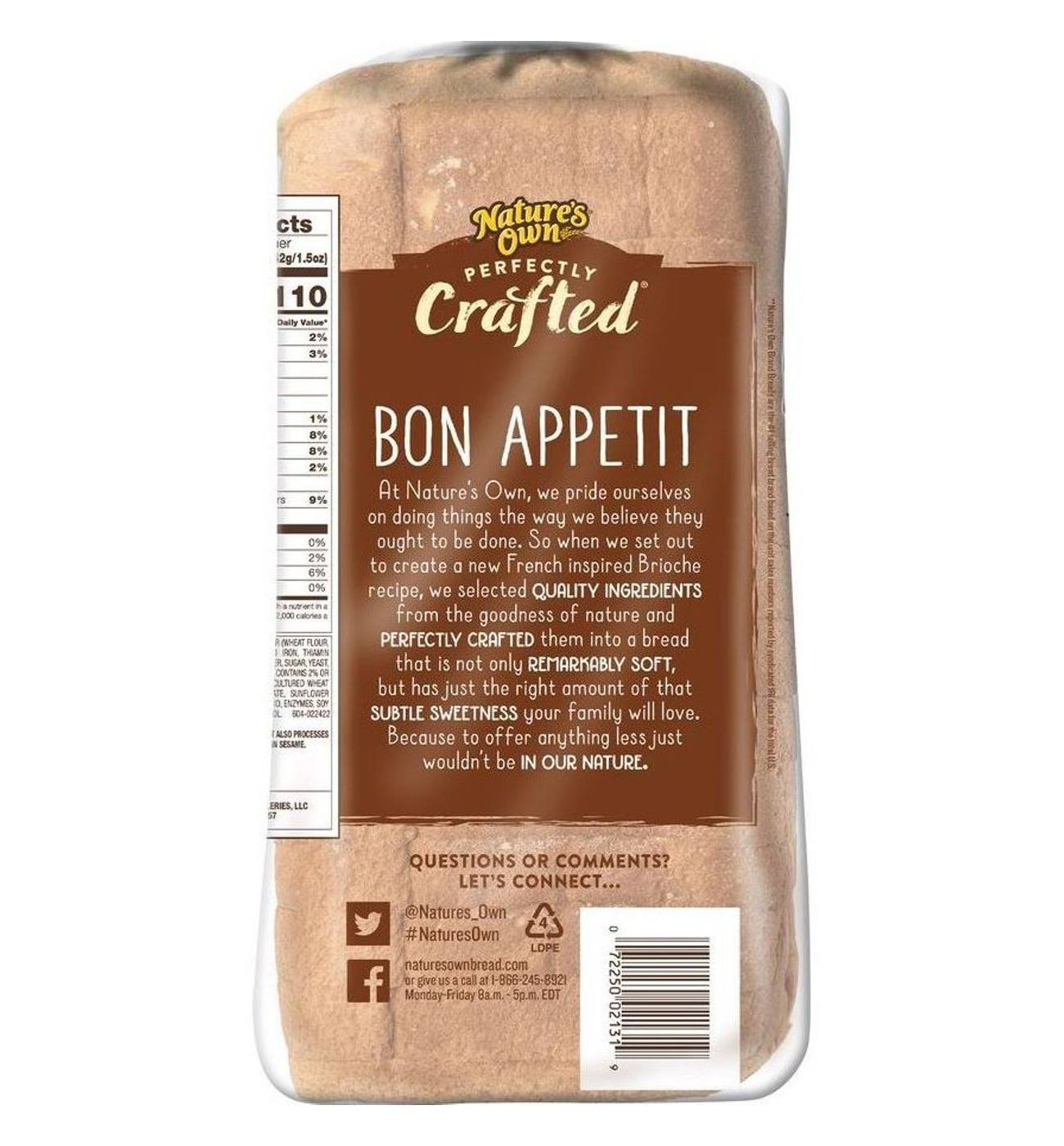 Nature's Own Perfectly Crafted Thick Sliced Brioche Style Bread; image 3 of 5