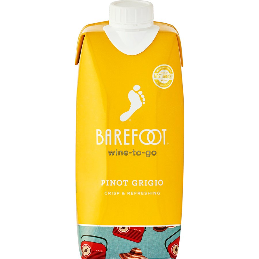 Barefoot Win -To Go Pinot Grigio California White Wine, 500 mL
