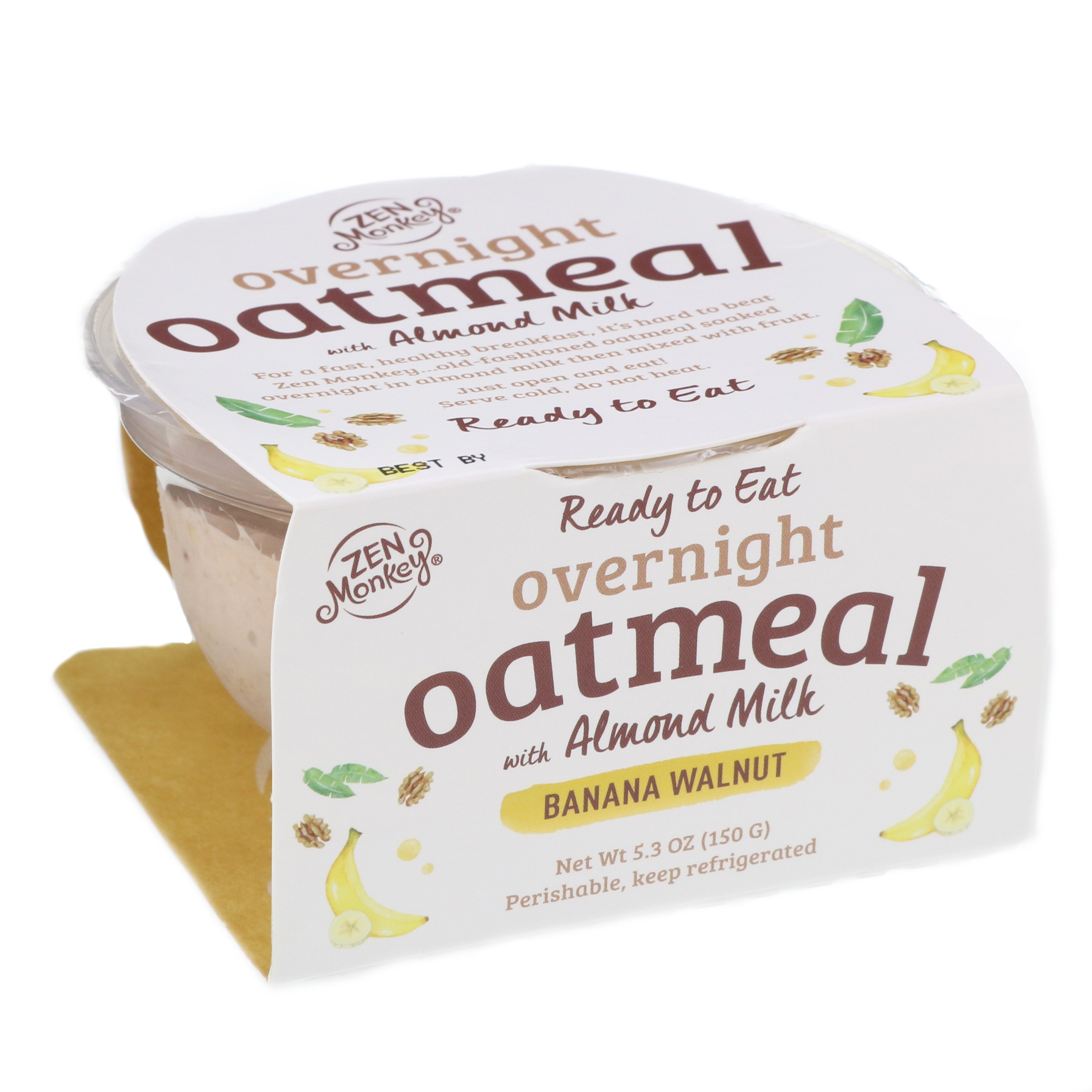 Zen Monkey Banana Walnut With Almond Milk Overnight Oatmeal Shop