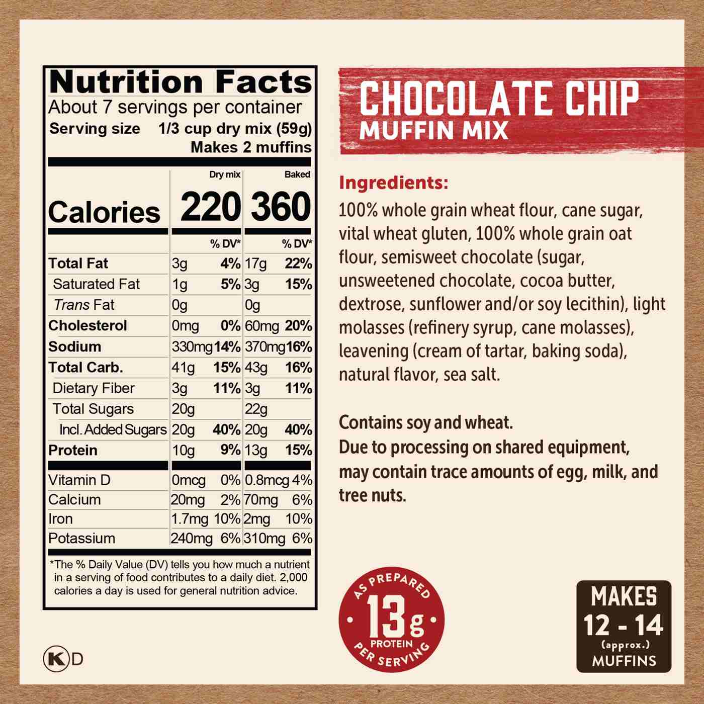 Kodiak 13g Protein Muffin Mix - Chocolate Chip; image 3 of 5