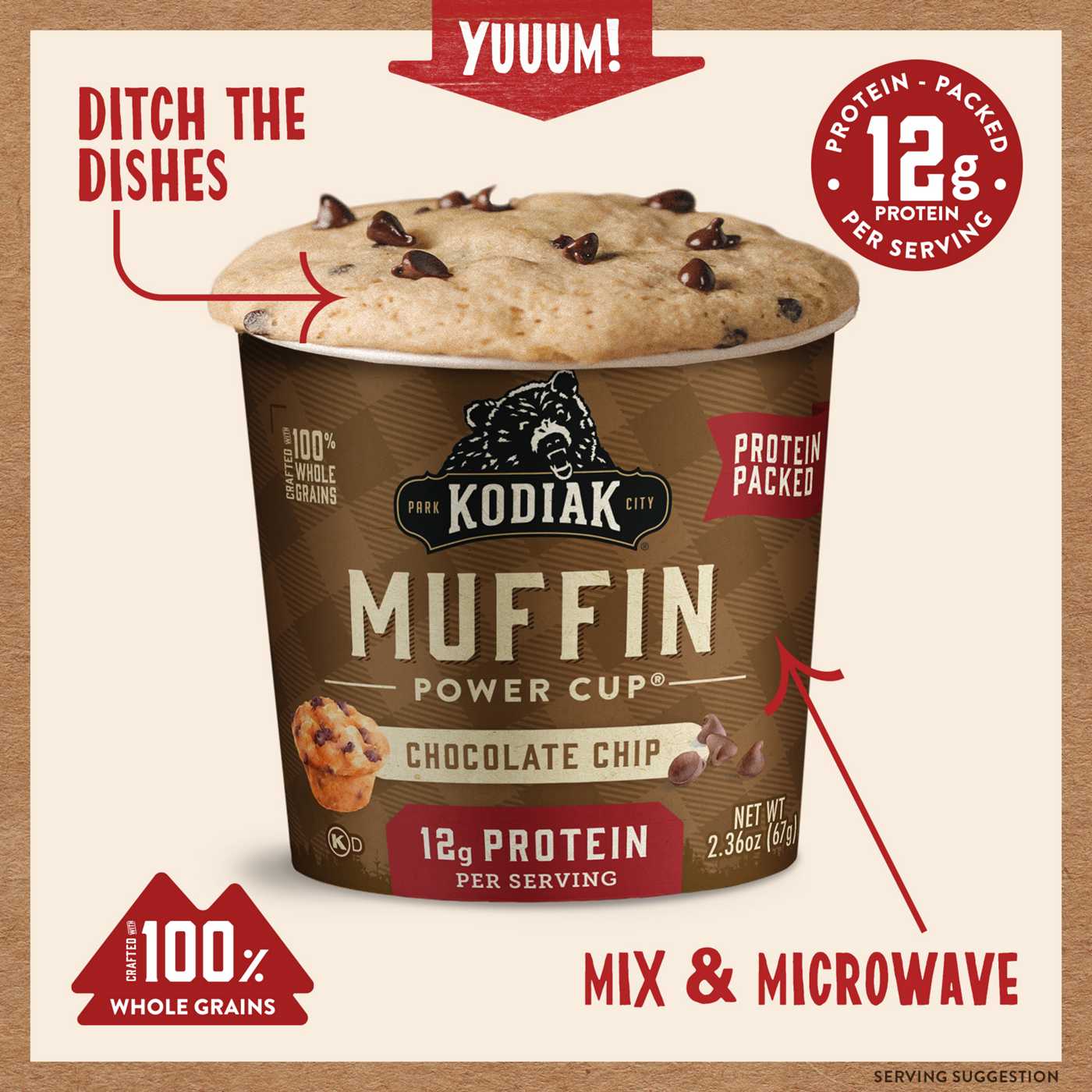 Kodiak 12g Protein Muffin Power Cup - Chocolate Chip; image 2 of 4