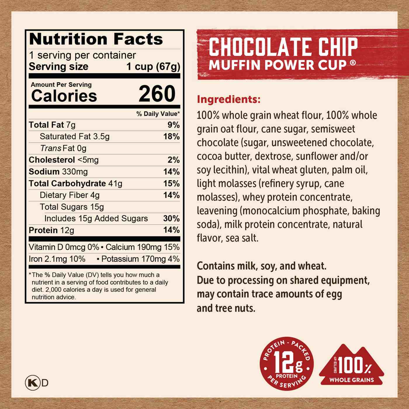 Kodiak 12g Protein Muffin Power Cup - Chocolate Chip; image 3 of 4