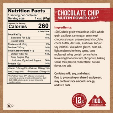 Kodiak 12g Protein Muffin Power Cup - Chocolate Chip, 2.36 oz