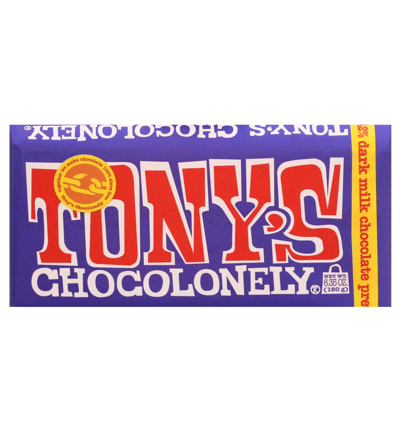 Tony's Chocolonely Dark Milk Chocolate Pretzel Toffee Candy Big Bar; image 1 of 3