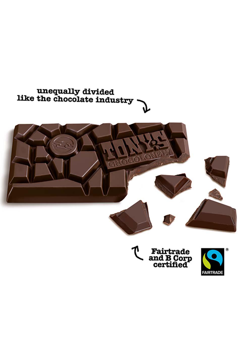 Tony's Chocolonely Dark Milk Chocolate Pretzel Toffee Candy Big Bar; image 2 of 3