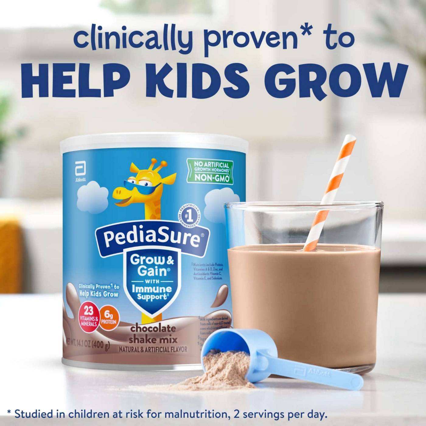 PediaSure Grow & Gain with Immune Support 6g Protein Shake Mix for Kids - Chocolate; image 2 of 9