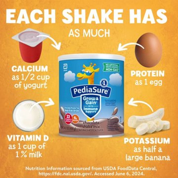 PediaSure Grow & Gain with Immune Support 6g Protein Shake Mix for Kids - Chocolate, 14.1 oz