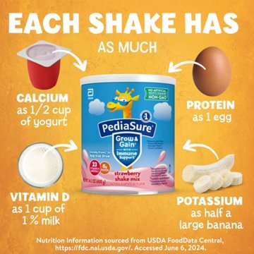 PediaSure Grow & Gain with Immune Support 6g Protein Shake Mix for Kids - Strawberry