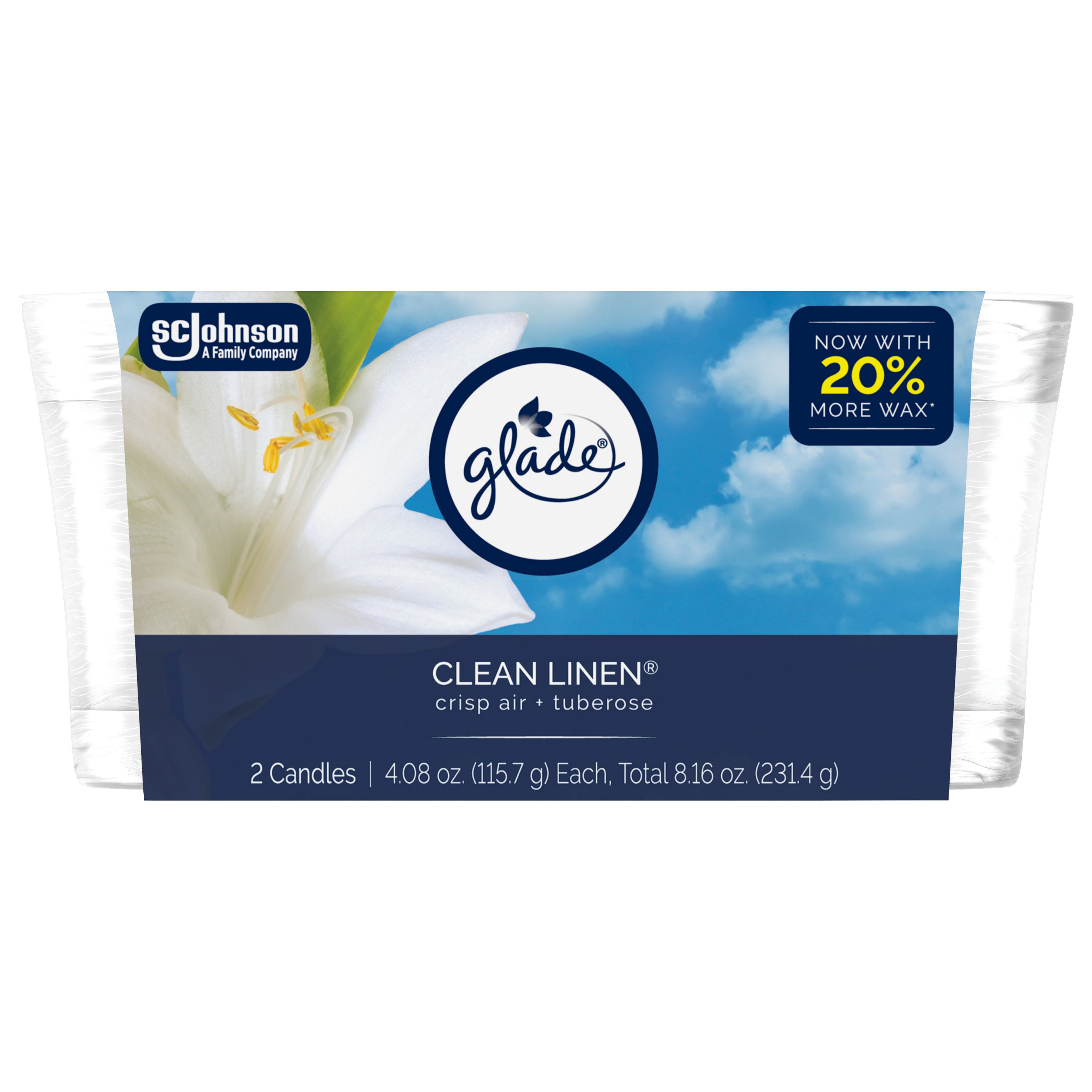 Glade Clean Linen Candles Value Pack, 2 pk