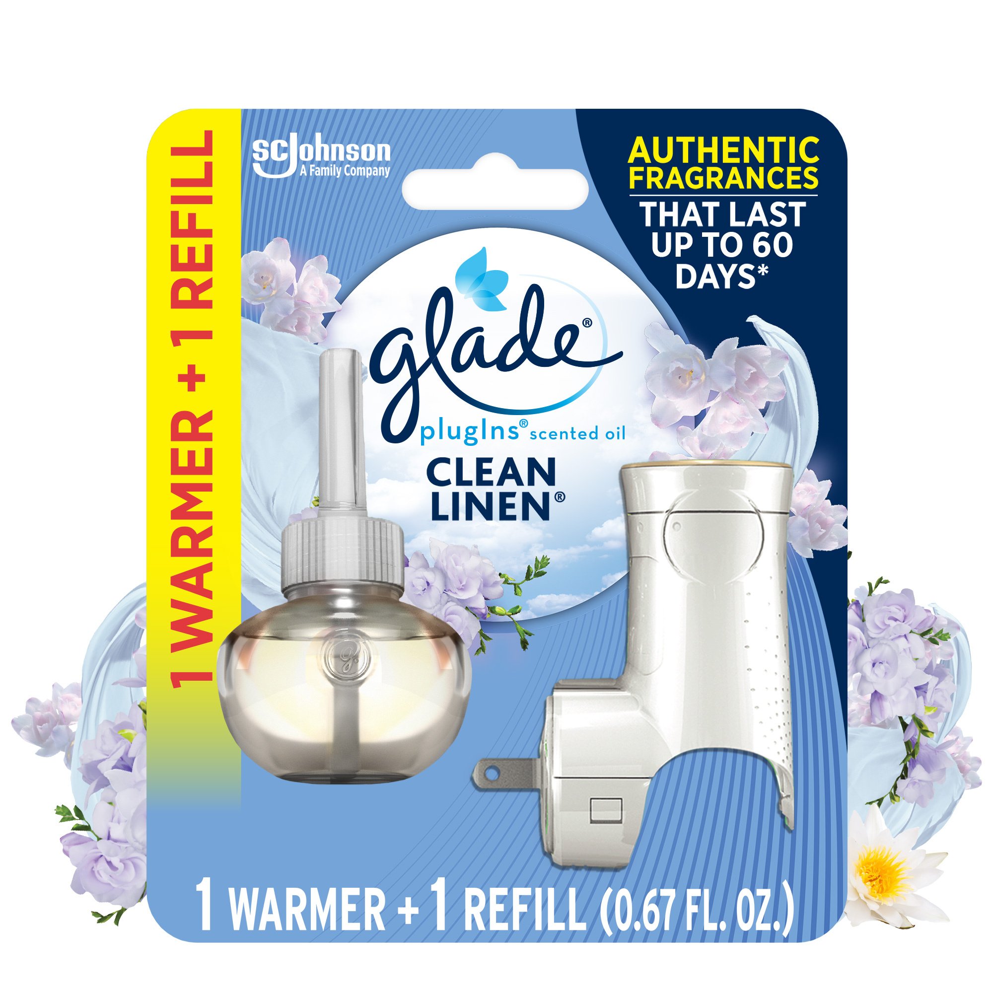 Glade PlugIns Warmer & Scented Oil Refill Clean Linen Shop Scented