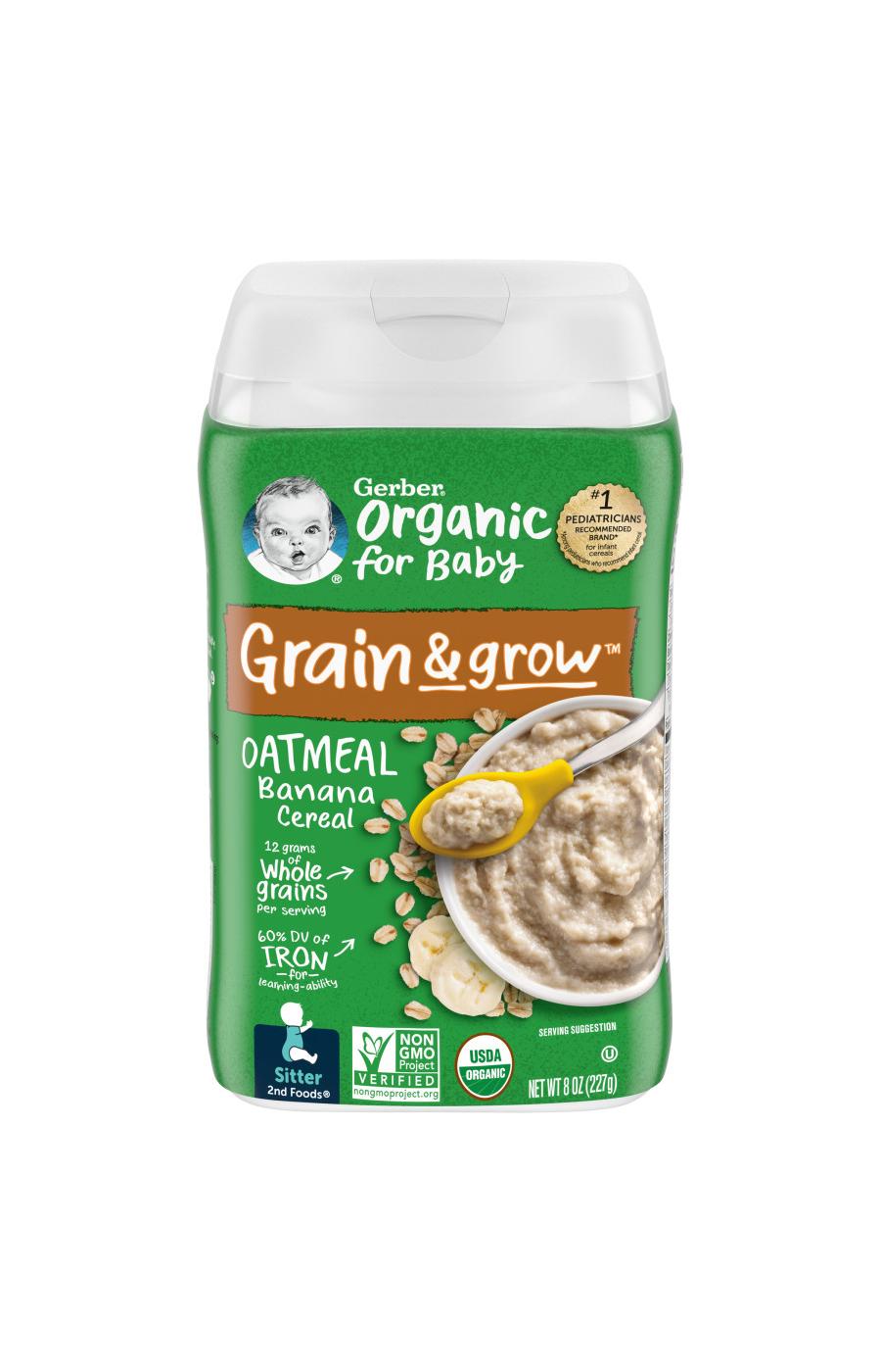 Gerber Organic for Baby Grain & Grow Oatmeal - Banana Cereal; image 1 of 8