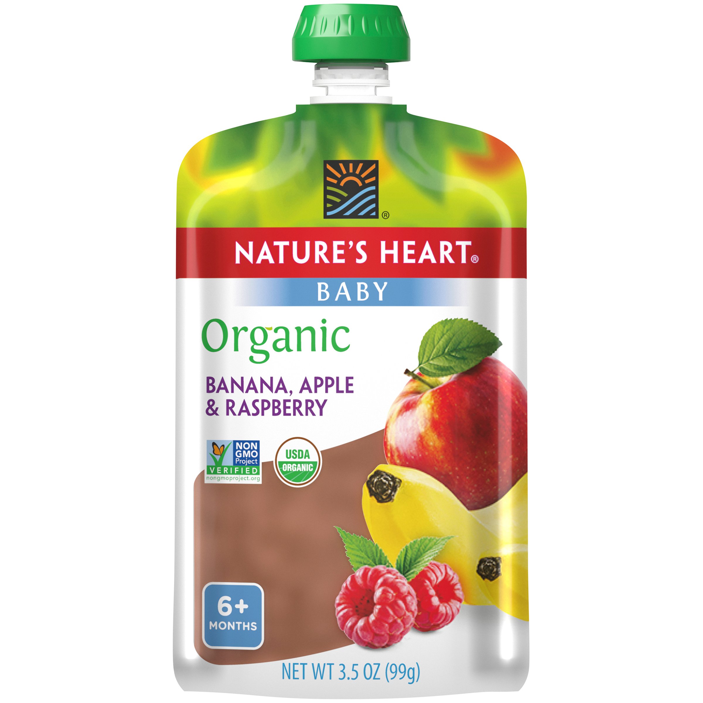 Nature's Heart Organic Banana Apple & Raspberry Baby Food Pouch Shop Baby Food at HEB