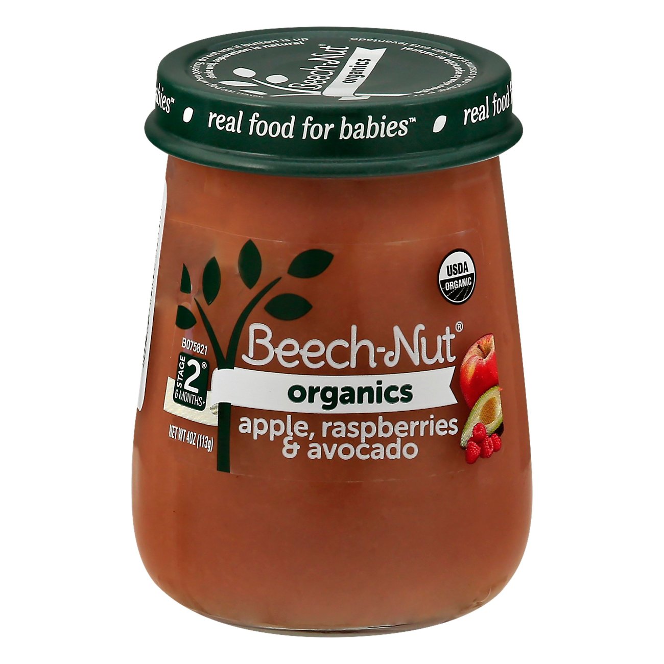 BeechNut Organics Stage 2 Baby Food Apple Raspberries & Avocado