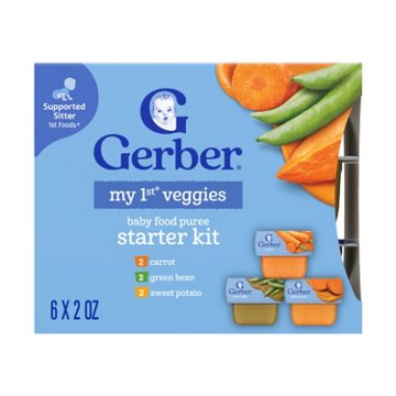 Gerber Stage 2 Baby Food Starter Kit - Carrot Green Bean & Sweet Potato, 4 oz Tubs