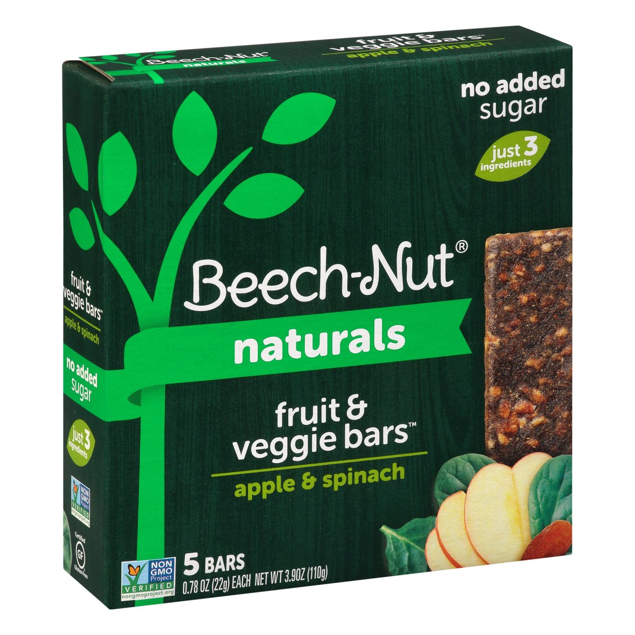 BeechNut Naturals Fruit & Veggie Bars Stage 4 Apple & Spinach Toddler