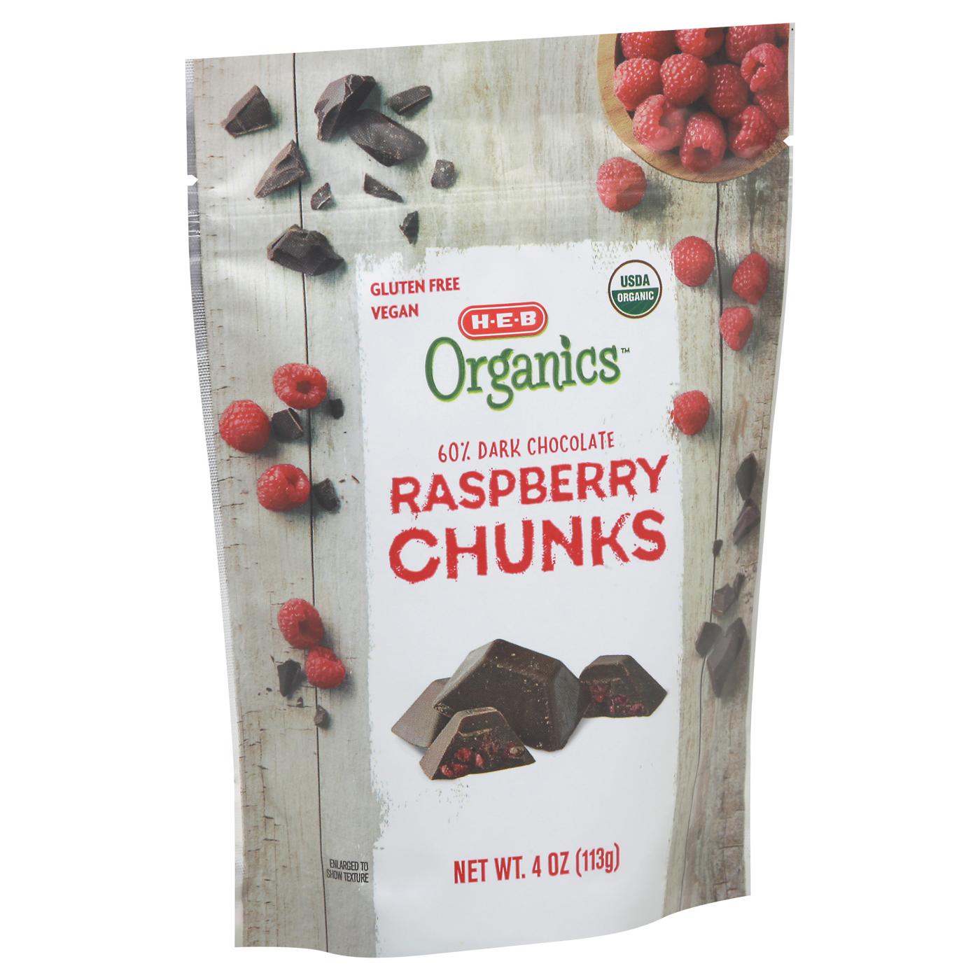 H-E-B Organics 60% Dark Chocolate Raspberry Chunks - Shop Candy at H-E-B