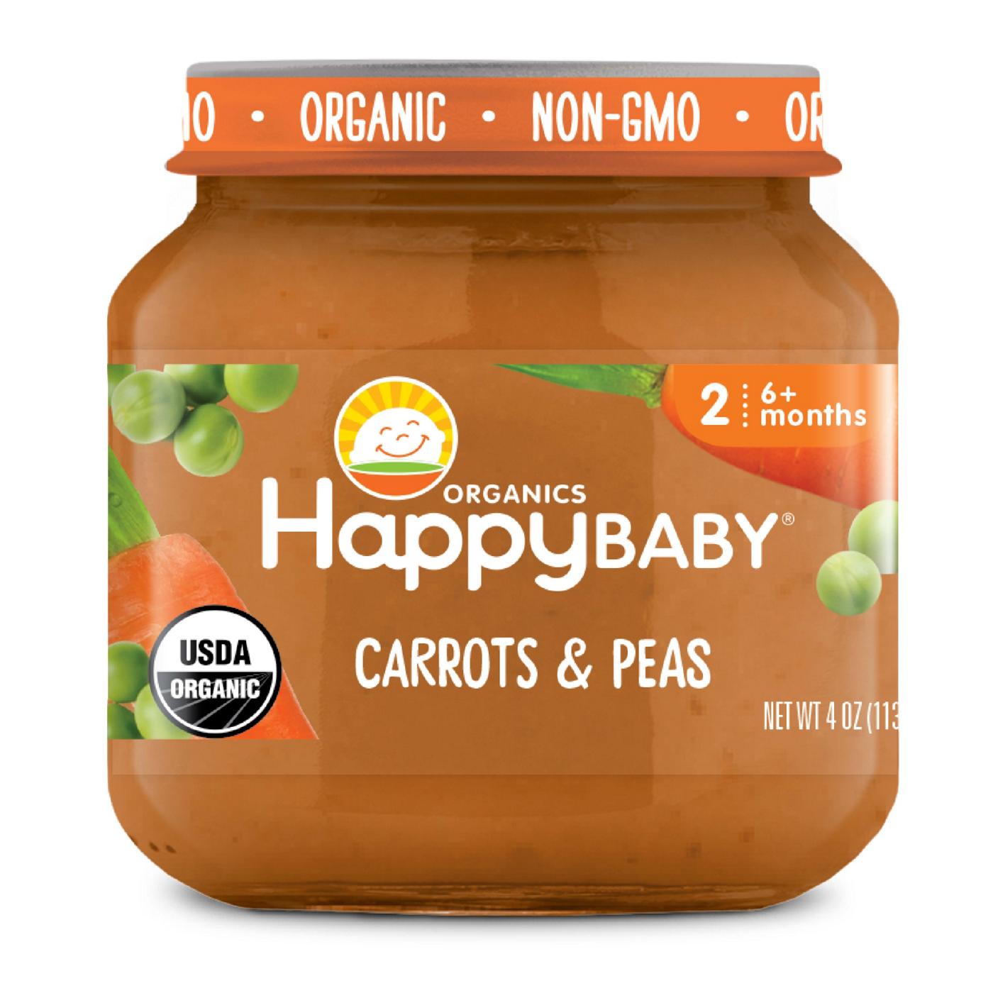 Happy Baby Organics Stage 2 Baby Food - Carrots & Peas; image 1 of 2