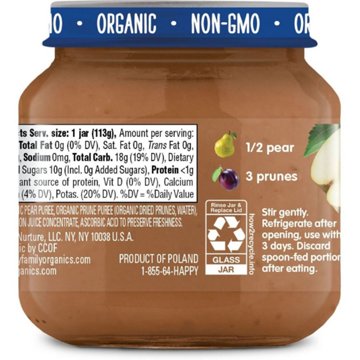 Happy Baby Clearly Crafted Stage 2 Pears & Prunes Baby Food Jar