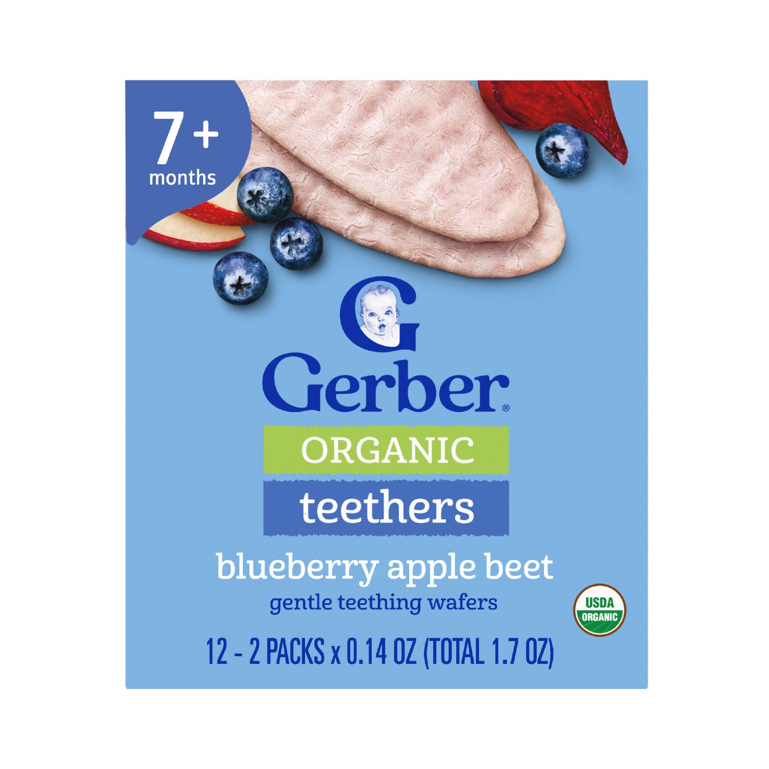 Gerber Organic Baby Teethers - Blueberry Apple & Beet, 12 pk