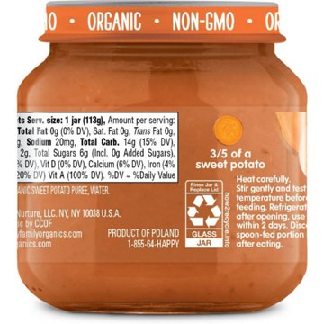 Happy Baby Organics Stage 1 Sweet Potatoes Organic Baby Food Jar