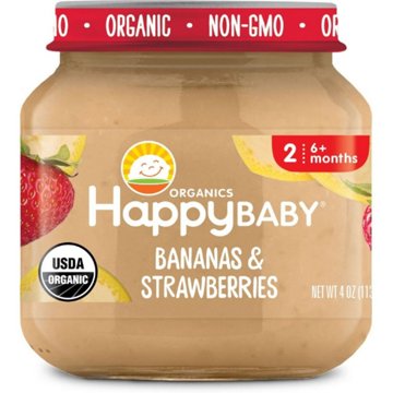 Happy Baby Clearly Crafted Stage 2 Bananas & Strawberries Baby Food Jar