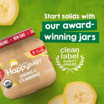 Happy Baby Clearly Crafted Stage 2 Bananas & Strawberries Baby Food Jar