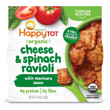 Happy Tot Organics Cheese & Spinach Ravioli With Marinara Sauce
