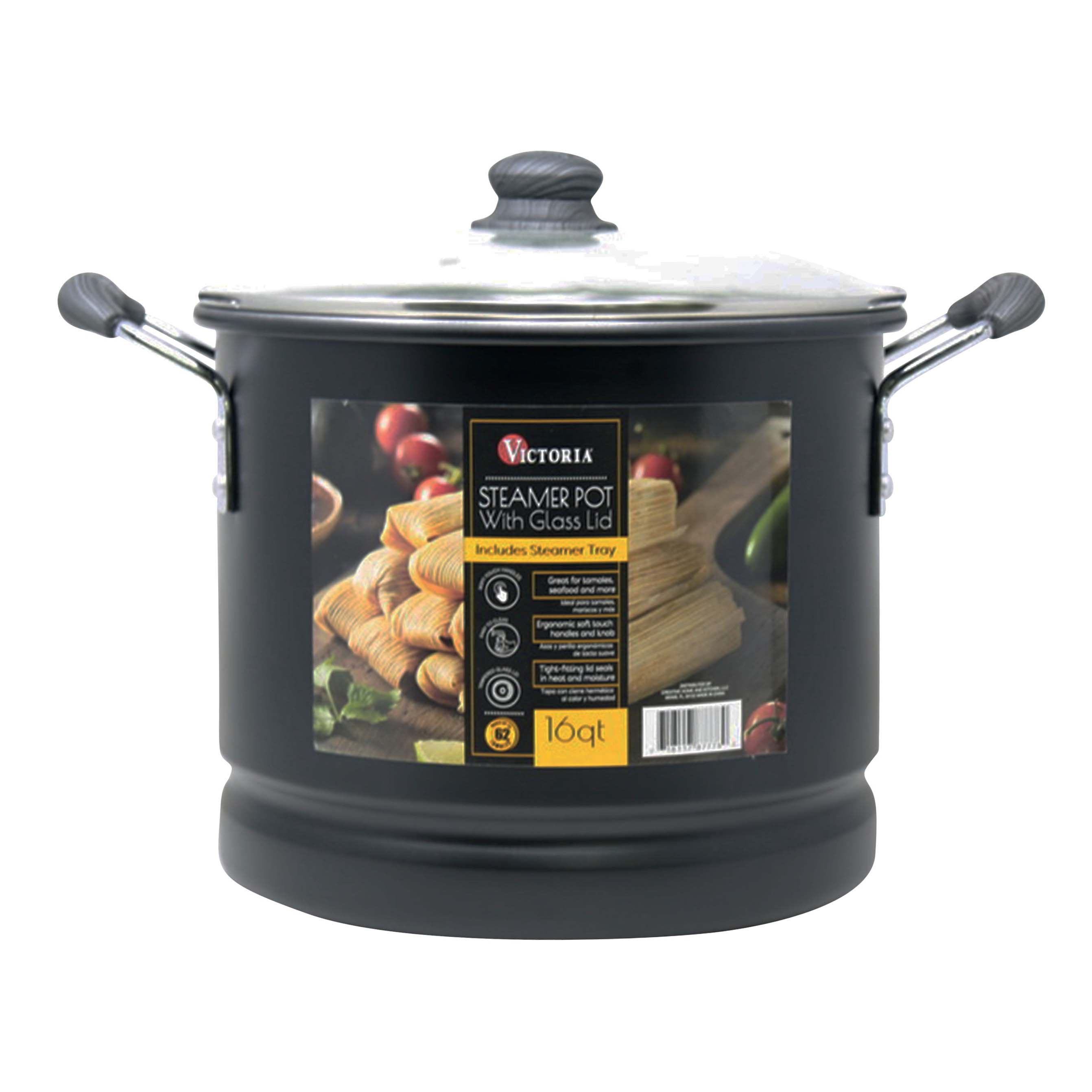 Victoria Black Steamer With Glass Lid Shop Cookware at HEB