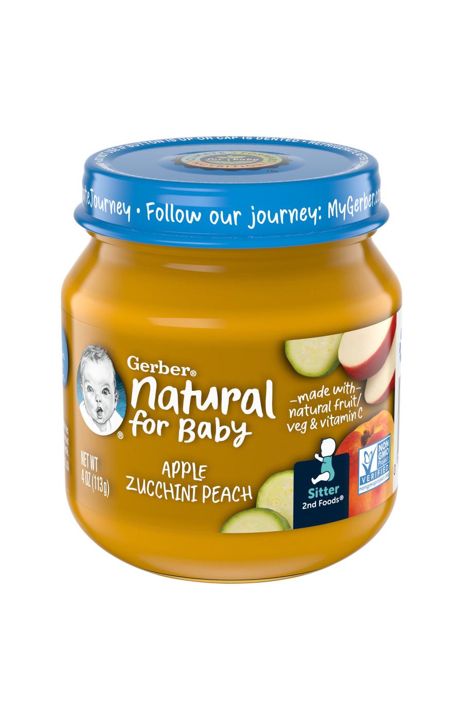 Gerber Natural for Baby 2nd Foods - Apple Zucchini & Peach; image 1 of 8