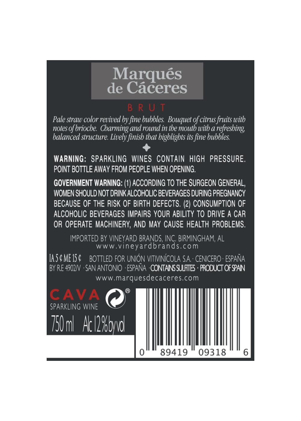 Marques De Caceres Cava Brut Wine; image 2 of 2