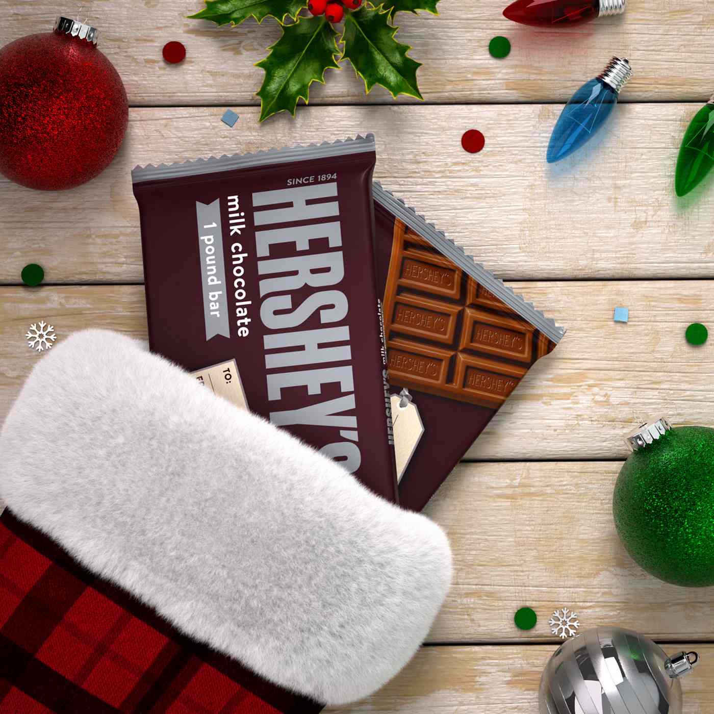 Hershey's One Pound Milk Chocolate Christmas Candy Bar; image 3 of 13