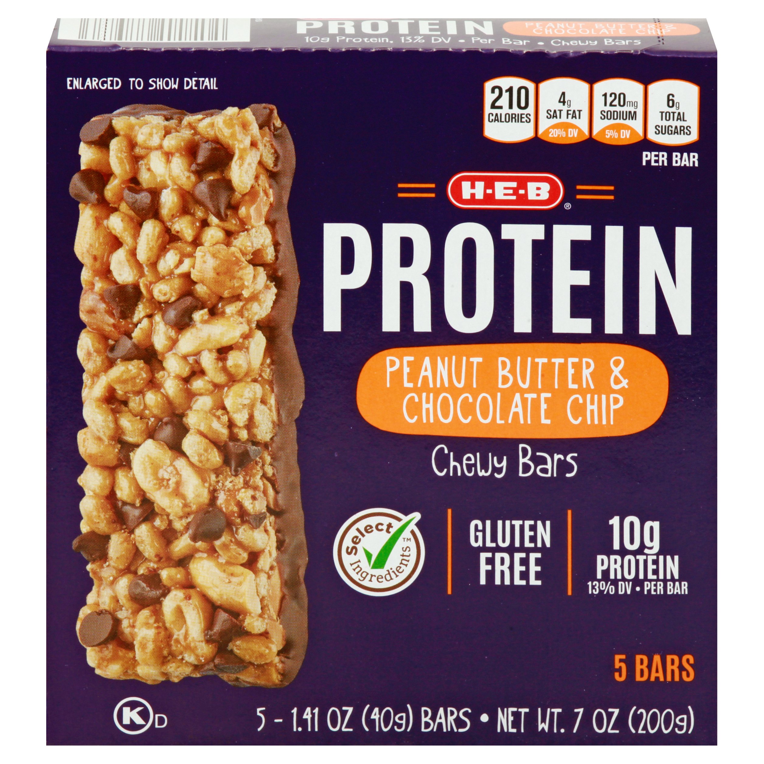 H E B Select Ingredients Protein Peanut Butter And Chocolate Chewy Bars